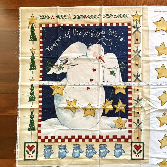 Daisy Kingdom KEEPER OF WISHING STARS Cut & Sew Cotton Quilt Panel Snowman 1182 - Picture 6 of 6